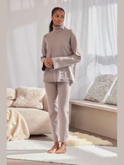 Pantalon en tricot doux et extensible, couleur marron, taille 46/48, marque Elbsand - helline