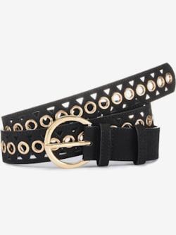 Ceinture hanches découpes tendance et détails dorés, couleur noir, taille 105, marque LASCANA - helline