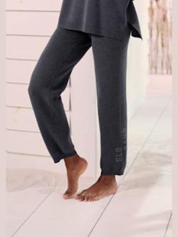 Pantalon en tricot doux et extensible, couleur bleu, taille 42/44, marque Elbsand - helline