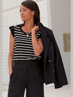 Blazer court blazer doublé avec col à revers pour elle, couleur noir - HELLINE