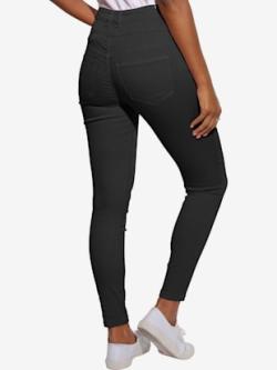 Jean taille haute, fermeture boutonnée devant, couleur noir - HELLINE
