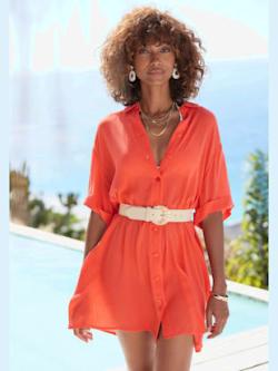 Ceinture élastique avec boucle décorative et détails dorés, couleur marron, taille 85, marque LASCANA - helline