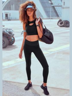 Leggings fonctionnels legging performance au design nid d'abeille ton sur ton, coleur noir - HELLINE
