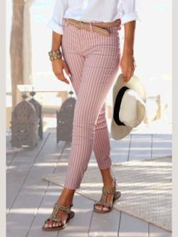 Jegging 7/8 fausses poches devant, couleur violet, taille 40, marque LASCANA - helline
