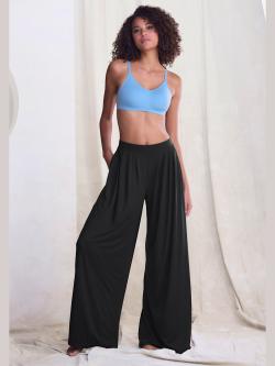 Pantalon extra-large et doux avec pinces, couleur noir, taille 40, marque LASCANA - helline