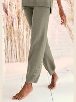 Pantalon en tricot doux et extensible, couleur vert, taille 50/52, marque Elbsand - helline