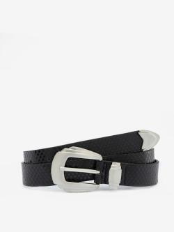 Ceinture hanches ceinture avec boucle décorative au look western tendance, couleur : noir uni, taille 85, marque LASCANA, 100% cuir - helline