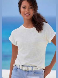 Ceinture au niveau des hanches avec motif ajouré tendance, couleur blanc, taille 95, marque LASCANA - helline