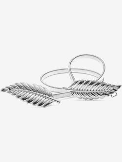 Ceinture décorative fine et extensible avec boucle plume tendance, couleur : couleur argent, taille XS, marque LASCANA, 100% métal - helline