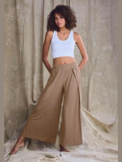 Large sarouel avec côtés chevauchants, couleur marron, taille 52, marque LASCANA - helline