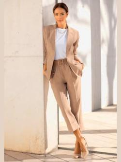 Blazer long blazer décontracté à fermeture, couleur sable - HELLINE