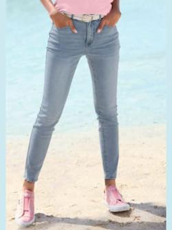 Jean slim fit coupe 5 poches classique, couleur bleu, taille 46, marque Elbsand - helline