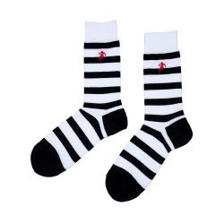 Chaussettes blanches rayées noir