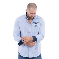 Chemise Ruckfield Rugby Vichy à manches longues bleu clair