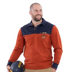 Polo bicolore Ruckfield à manches longues Rugby d\'Automne rouille