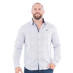 Chemise Ruckfield à motifs manches longues Rugby Elégance blanc