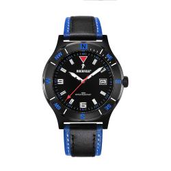 Montre en acier noir et bleu
