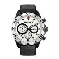 Montre en cuir noir cadran blanc