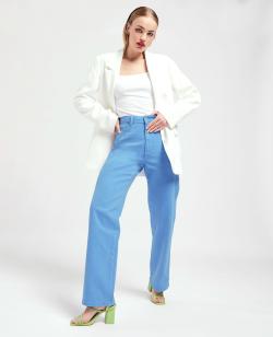 Jean large effet délavé Femme - Couleur bleu - Taille 36 - Jean Femme - PIMKIE