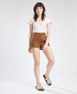 Short en jean taille haute Femme - Couleur marron - Taille 36 - Short Femme - PIMKIE