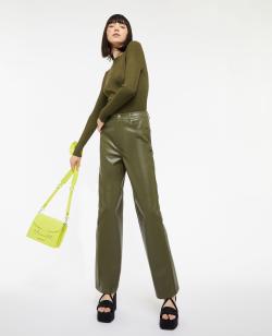 Pantalon droit en simili cuir Femme - Couleur vert - Taille 44 - Pantalon Femme - PIMKIE