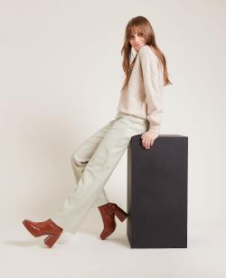 Pantalon droit en simili cuir Femme - Couleur blanc - Taille 40 - Pantalon Femme - PIMKIE