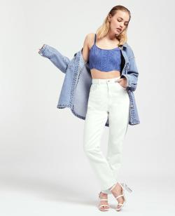 Jean droit taille haute Femme - Couleur blanc - Taille 42 - Jean Femme - PIMKIE