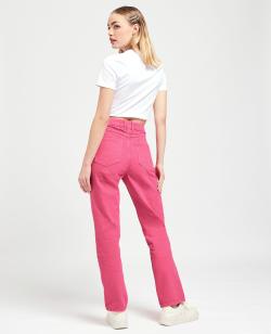 Jean droit taille haute Femme - Couleur rose - Taille 34 - Jean Femme - PIMKIE