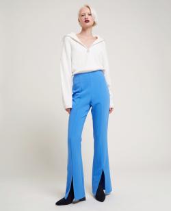 Pantalon flare taille haute fente devant Femme - Couleur bleu - Taille 36 - Pantalon Femme - PIMKIE