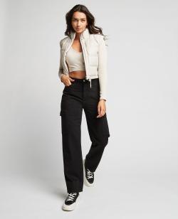 Jean cargo droit Femme - Couleur noir - Taille 36 - Jean Femme - PIMKIE