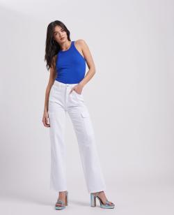 Jean cargo droit Femme - Couleur blanc - Taille 40 - Jean Femme - PIMKIE