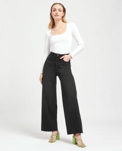 Jean wide taille haute Femme - Couleur noir - Taille 42 - Jean Femme - PIMKIE