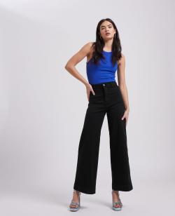 Jean wide taille haute Femme - Couleur noir - Taille 34 - Jean Femme - PIMKIE