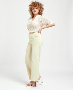 Jean wide taille haute Femme - Couleur blanc - Taille 34 - Jean Femme - PIMKIE