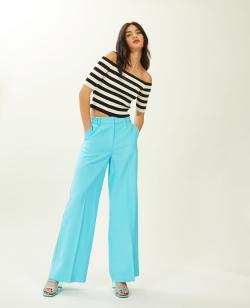 Pantalon large en toile fluide Femme - Couleur bleu - Taille 34 - Pantalon Femme - PIMKIE