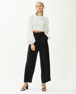 Pantalon large en toile fluide Femme - Couleur noir - Taille 44 - Pantalon Femme - PIMKIE