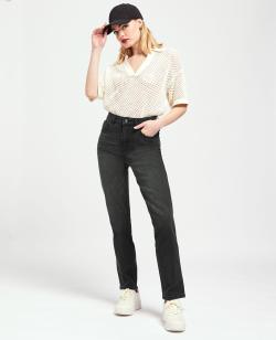 Jean droit stretch Femme - Couleur noir - Taille 36 - Jean Femme - PIMKIE
