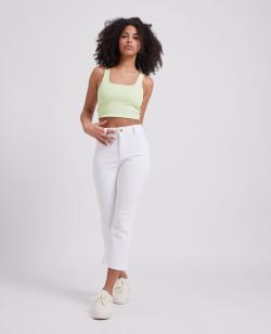 Jean flare taille haute cropped Femme - Couleur blanc - Taille 36 - Jean Femme - PIMKIE
