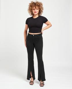 Jean droit à fentes Femme - Couleur noir - Taille 36 - Femme - PIMKIE