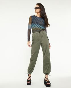 Pantalon parachute bas élastiqués Femme - Couleur vert - Taille XS - Pantalon Femme - PIMKIE