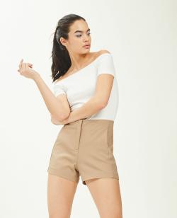 Short city taille haute Femme - Couleur blanc - Taille 32 - Short Femme - PIMKIE