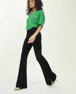 Pantalon flare en maille côtelée Femme - Couleur noir - Taille M - Pantalon Femme - PIMKIE