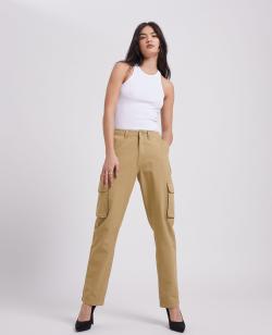 Pantalon droit cargo taille haute Femme - Couleur marron - Taille 36 - Pantalon cargo Femme - PIMKIE