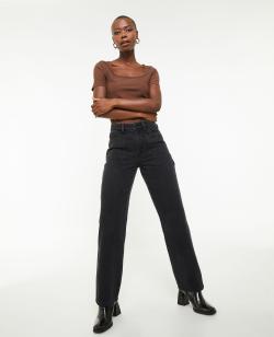 Jean droit avec poches plaquées Femme - Couleur noir - Taille 36 - Jean Femme - PIMKIE