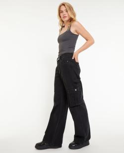 Jean cargo large Femme - Couleur noir - Taille 32 - Jean Femme - PIMKIE