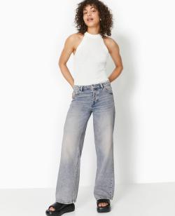 Jean wide taille basse Femme - Couleur rose - Taille 42 - Jean Femme - PIMKIE