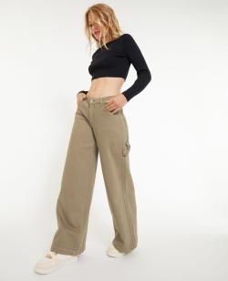 Jean large loose Femme - Couleur vert - Taille 32 - Jean Femme - PIMKIE