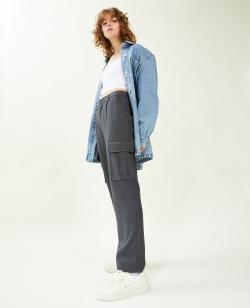 Pantalon cargo uni Femme - Couleur gris - Taille 36 - Pantalon Femme - PIMKIE