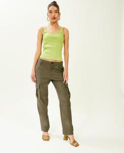 Pantalon cargo uni Femme - Couleur vert - Taille 36 - Pantalon Femme - PIMKIE