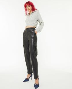 Pantalon cargo en simili cuir Femme - Couleur noir - Taille 36 - Pantalon Femme - PIMKIE